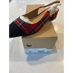 J. Crew Red and Black Plaid Heels